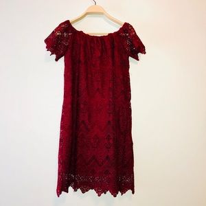 Dark Burgundy Lace Dress